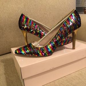 Sequin Multi Colored Pumps Never Worn